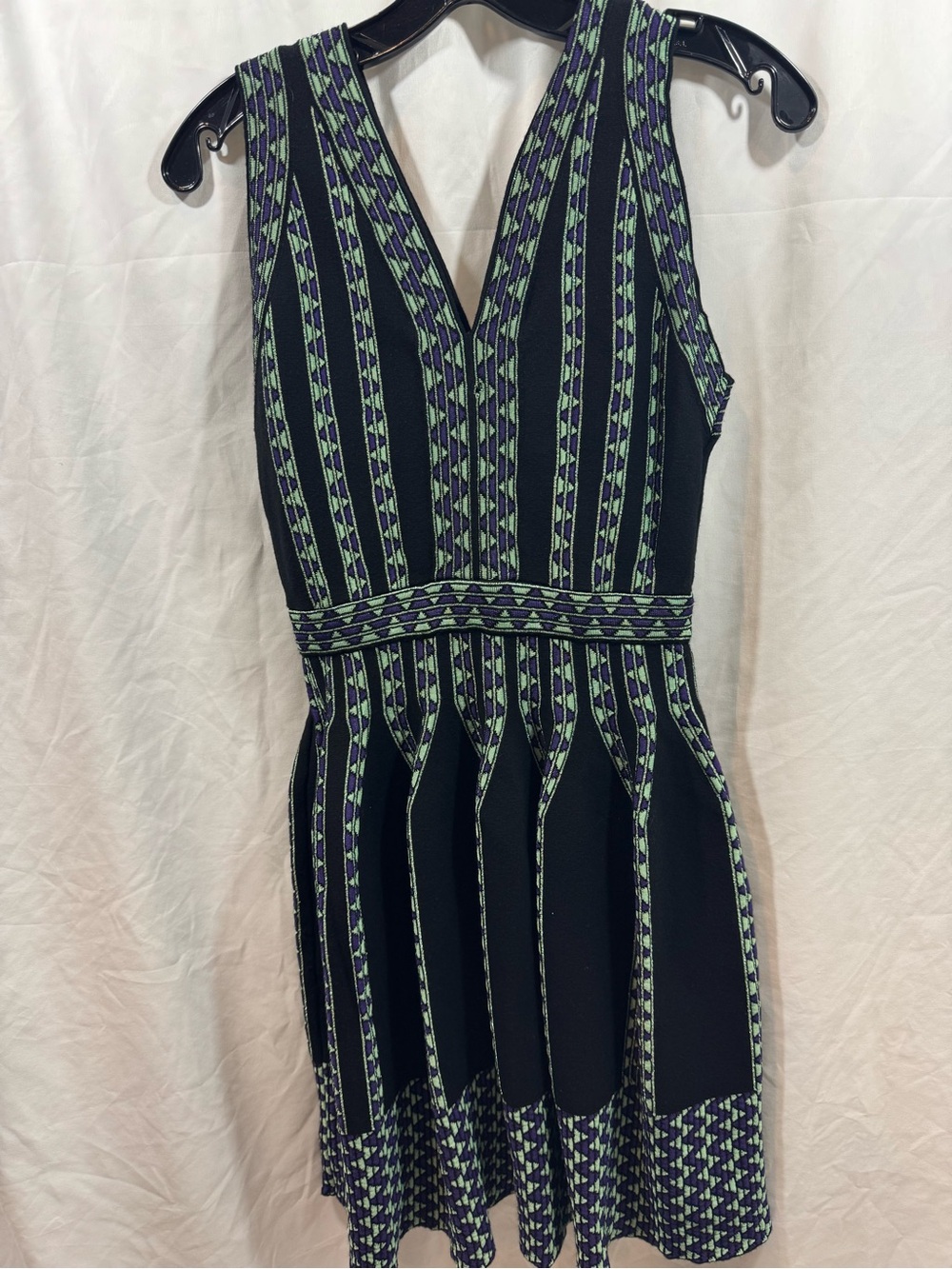 Missoni Black Mini Dress with Green and Purple Trim 42 - Picture 1 of 14